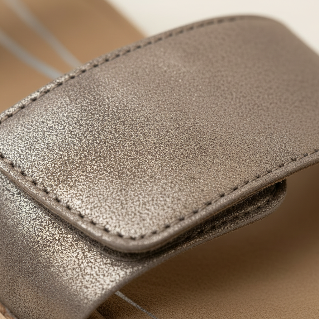 Close-up of a textured brown leather wallet