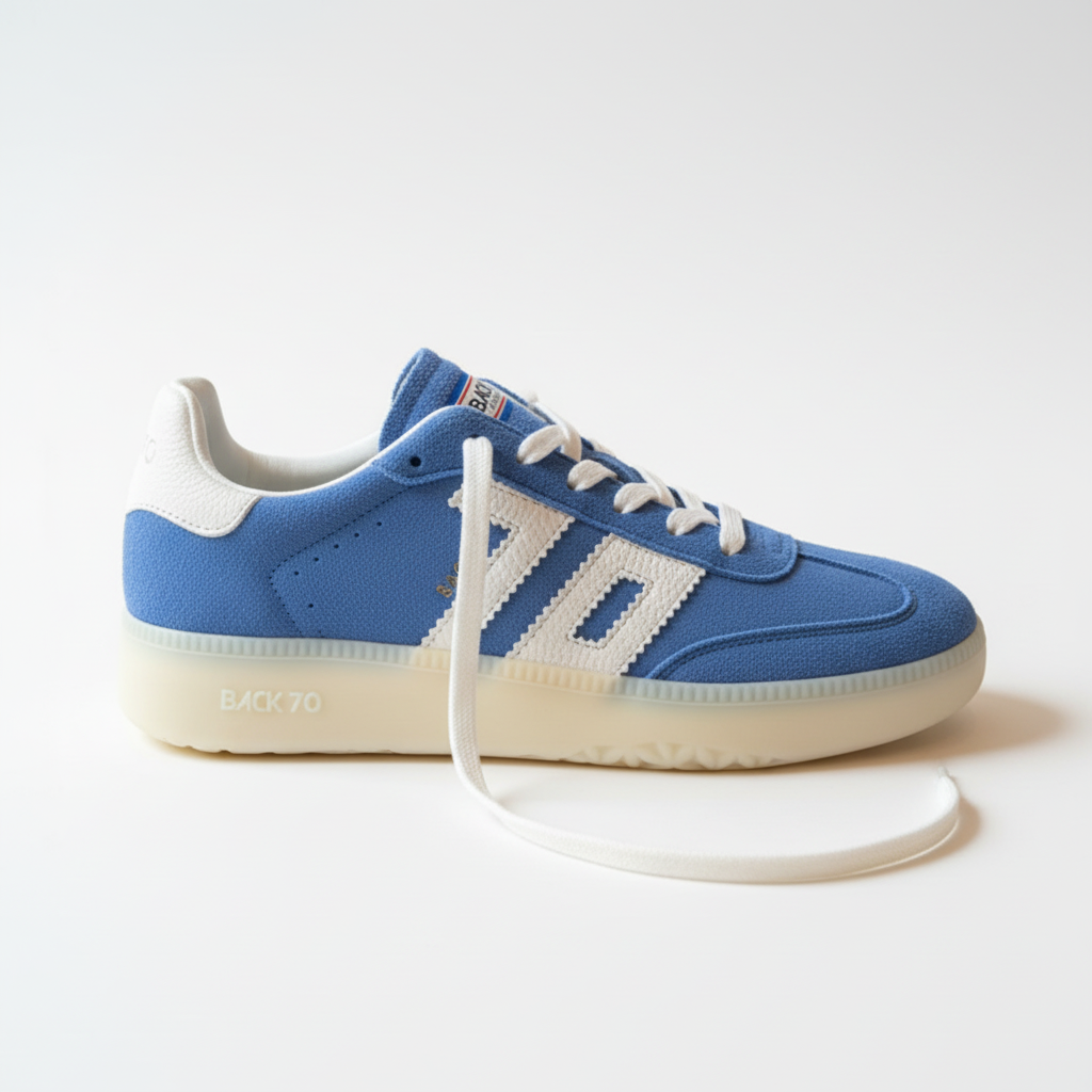 Blue and white sneaker on a white background