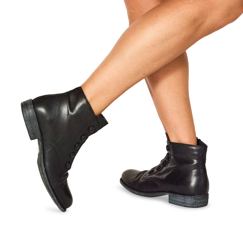 Miz Mooz - Leather Button Ankle Boots - Louise - Brandy - EU 42 10.5 - 11
