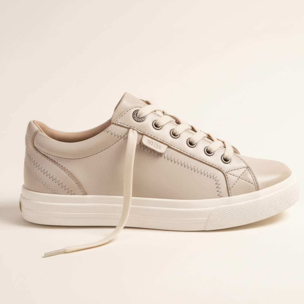 Beige sneaker on a light beige background