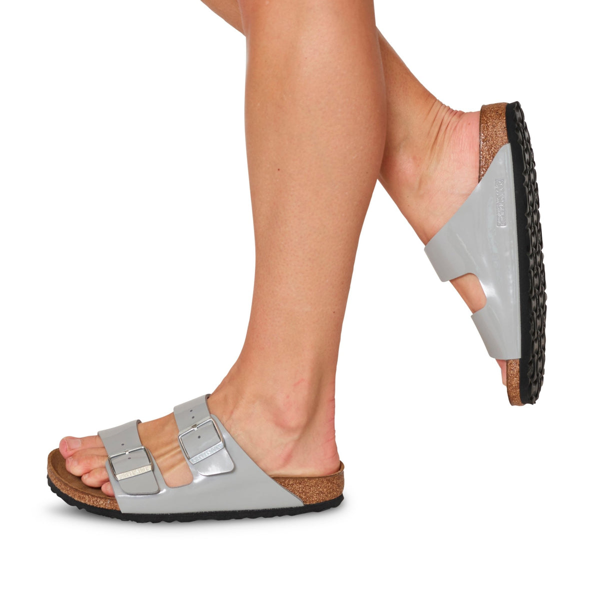 Birkenstock NWB Arizona plum Birko Flor patent regular Sz 9L , M7 Arizona Flex Platform Birko-Flor in Color Stone Coin  main image 4